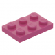 LEGO lapos elem 2x3, sötét rózsaszín (3021)